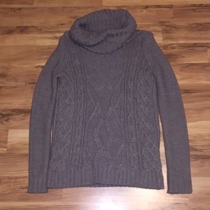 grey cable knit turtle neck sweater